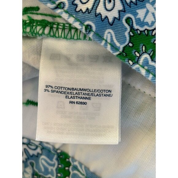 Lands End Bermuda Shorts Womens 14 Mid Rise Blue Green Floral Print Pockets - Picture 7 of 15